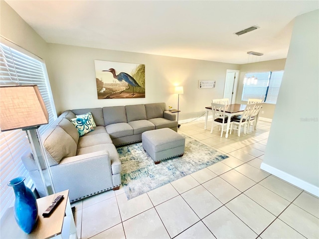 view of tiled living room