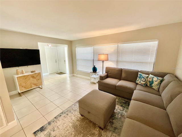 view of tiled living room