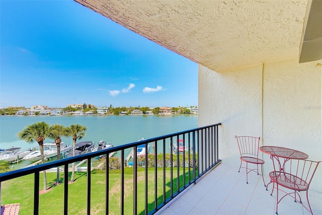 balcony with a water view