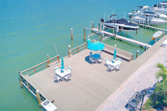 dock area featuring a water view