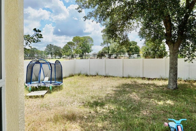 view of yard with a trampoline