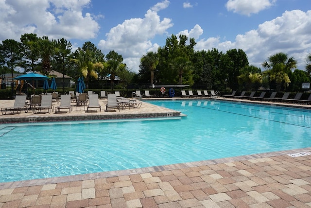 view of pool featuring a patio area