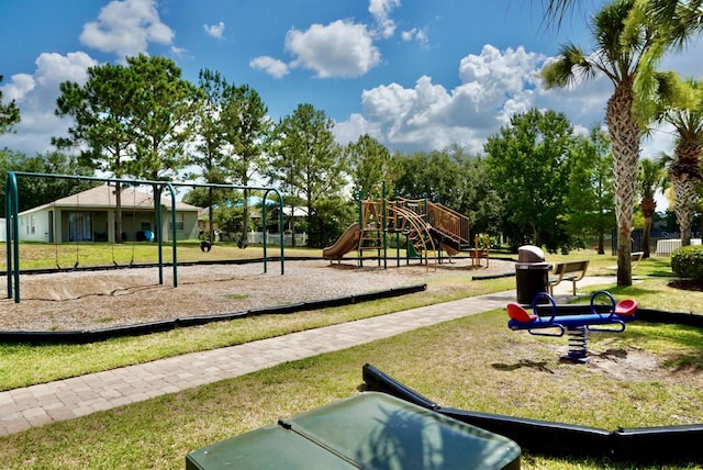 view of play area featuring a yard