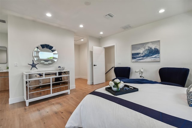 bedroom featuring light wood-type flooring