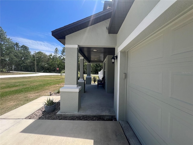 exterior space featuring a yard and a porch