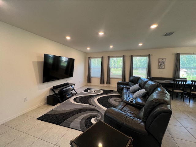 view of tiled living room