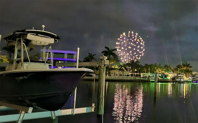 view of dock featuring a water view