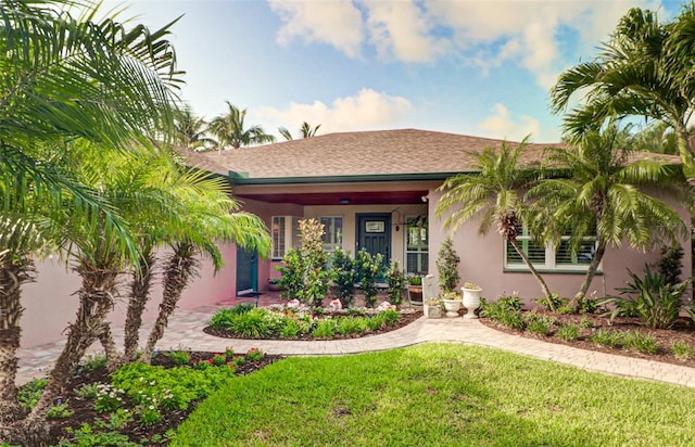 view of front of home with a front yard