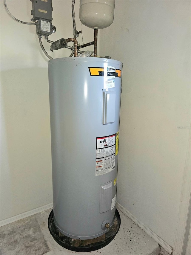 utility room with electric water heater