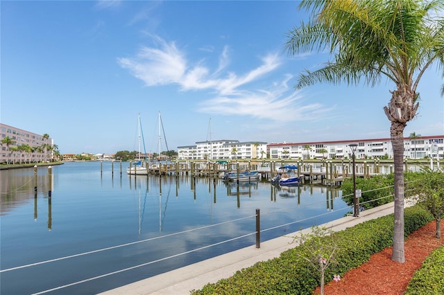 exterior space featuring a water view