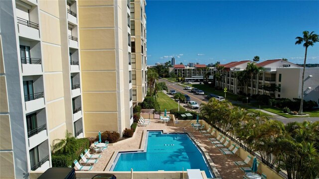 view of pool featuring a patio