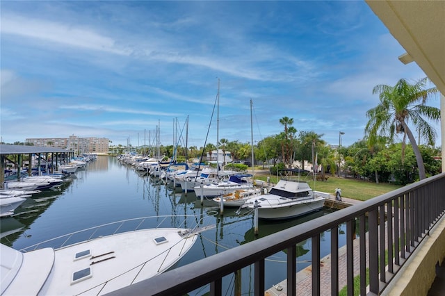 dock area featuring a water view