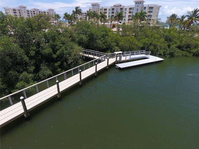 dock area featuring a water view