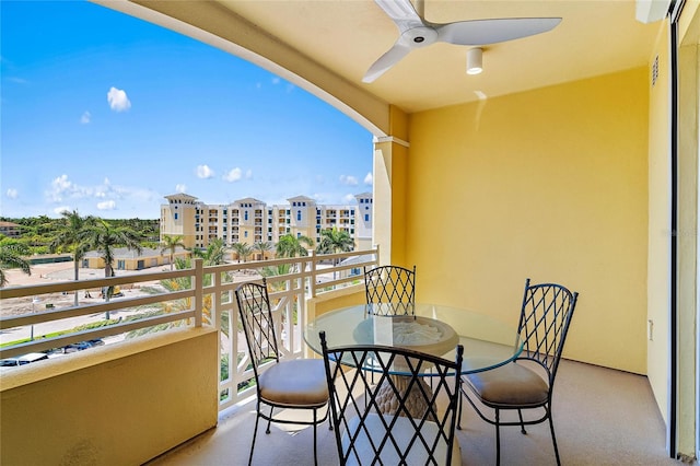 balcony with ceiling fan