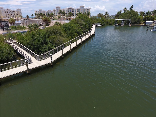 dock area featuring a water view