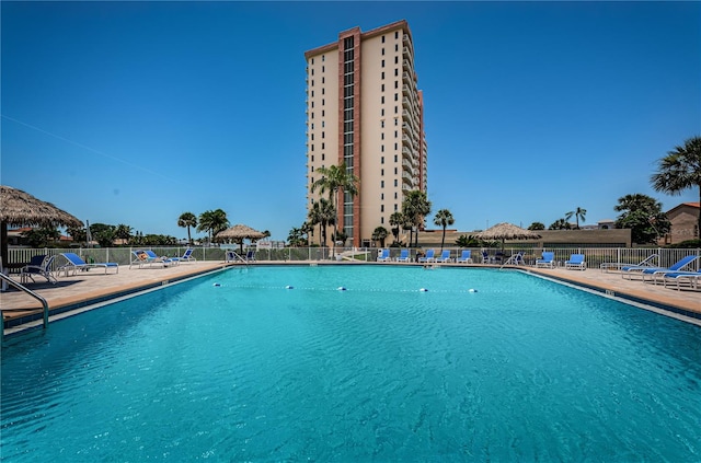 view of pool featuring a patio area