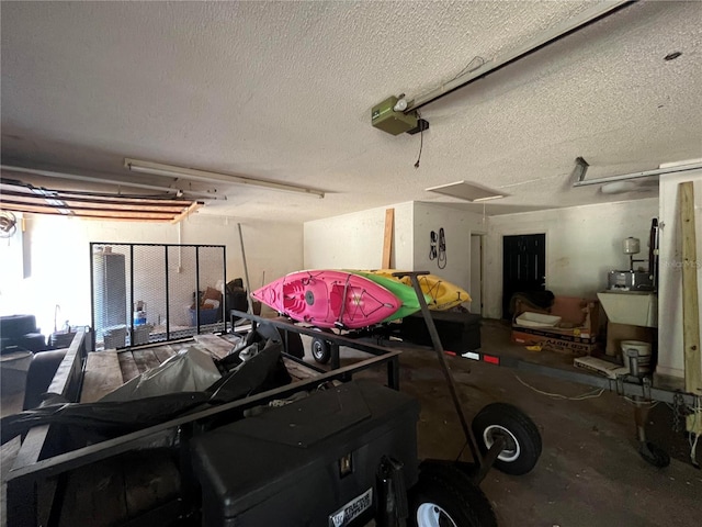 garage with a garage door opener