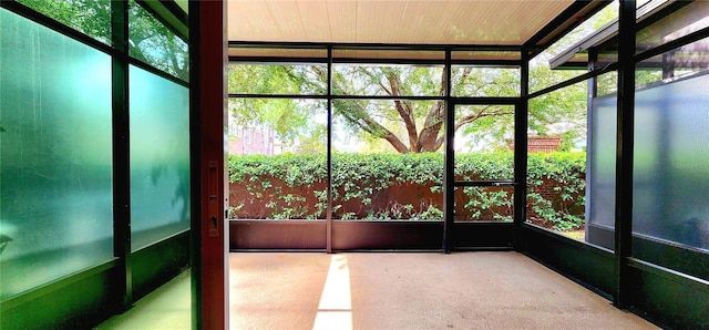 view of unfurnished sunroom