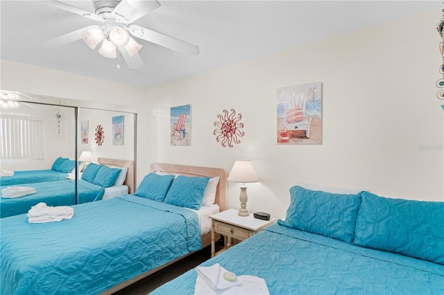 bedroom with a closet and ceiling fan