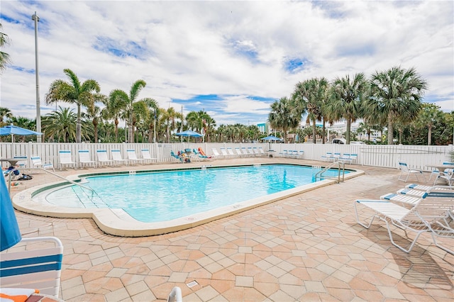 view of pool featuring a patio area