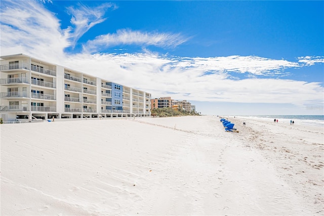 view of water feature with a view of the beach