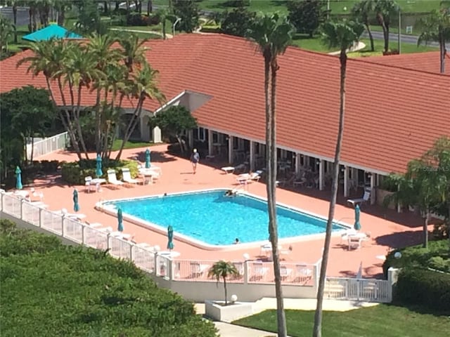 view of swimming pool featuring a patio