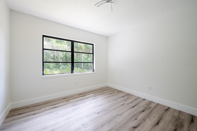 unfurnished room with light hardwood / wood-style flooring