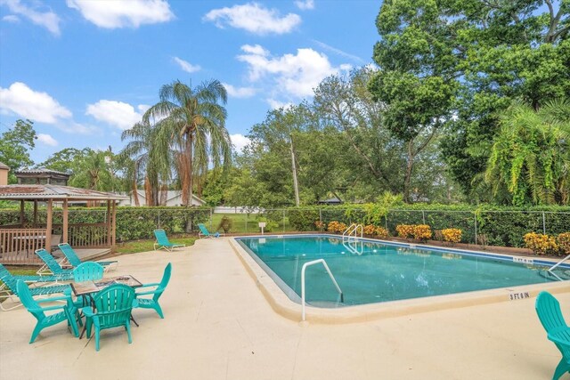 view of pool featuring a gazebo