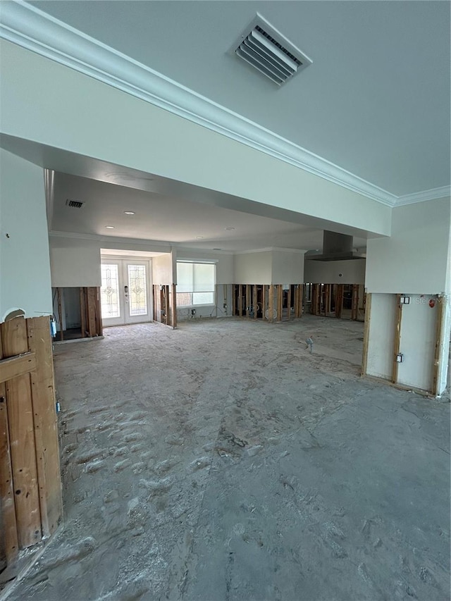 interior space featuring ornamental molding