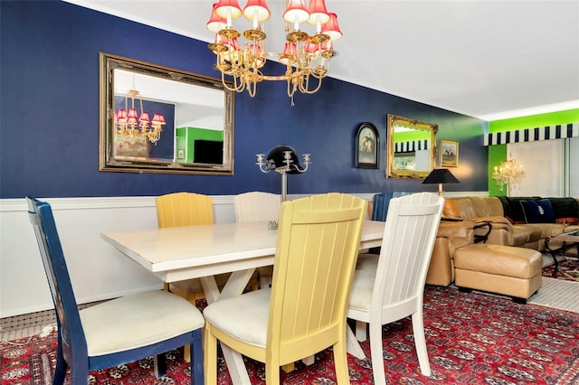 dining room featuring a chandelier