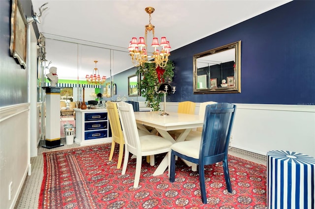 dining room featuring a notable chandelier