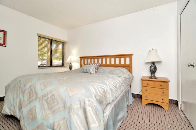 carpeted bedroom with a closet