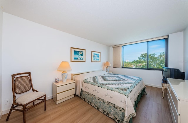 bedroom with light hardwood / wood-style floors