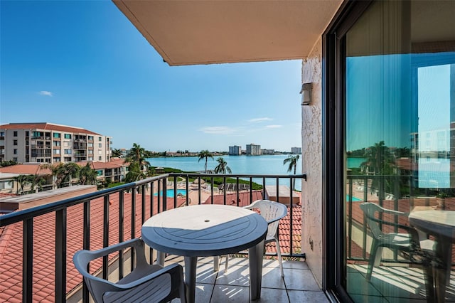 balcony with a water view