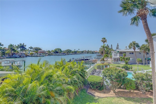 water view with a dock