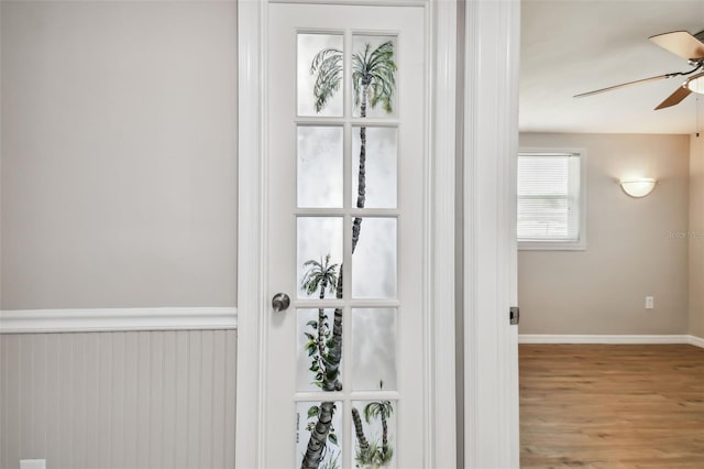 details featuring hardwood / wood-style floors and ceiling fan