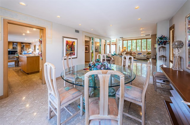 view of tiled dining space