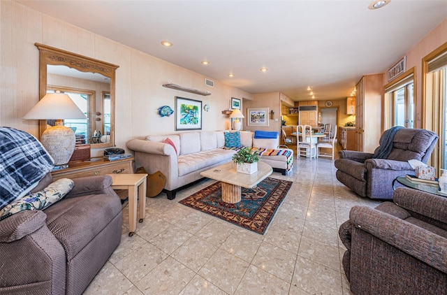 view of tiled living room