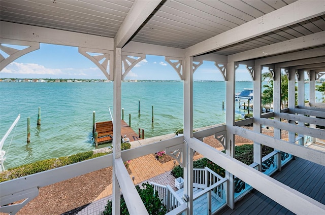 dock area featuring a water view