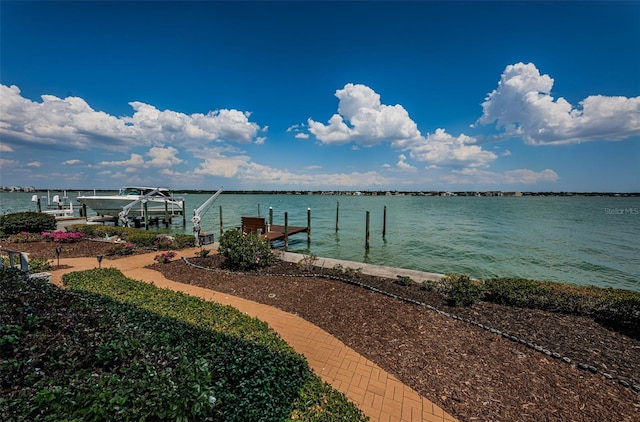 water view featuring a boat dock