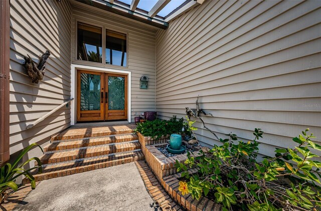 view of exterior entry with french doors