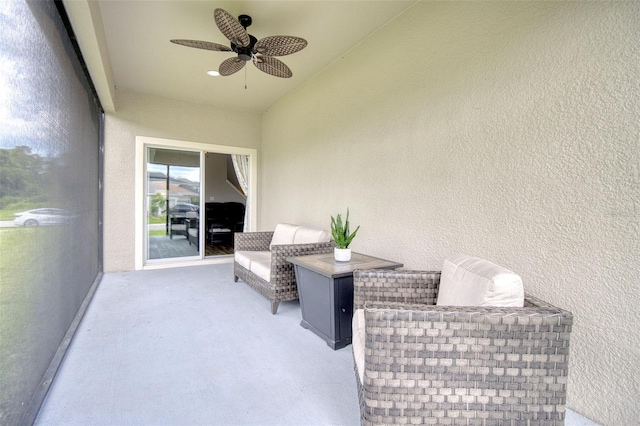 view of patio / terrace featuring ceiling fan