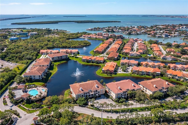 bird's eye view featuring a water view