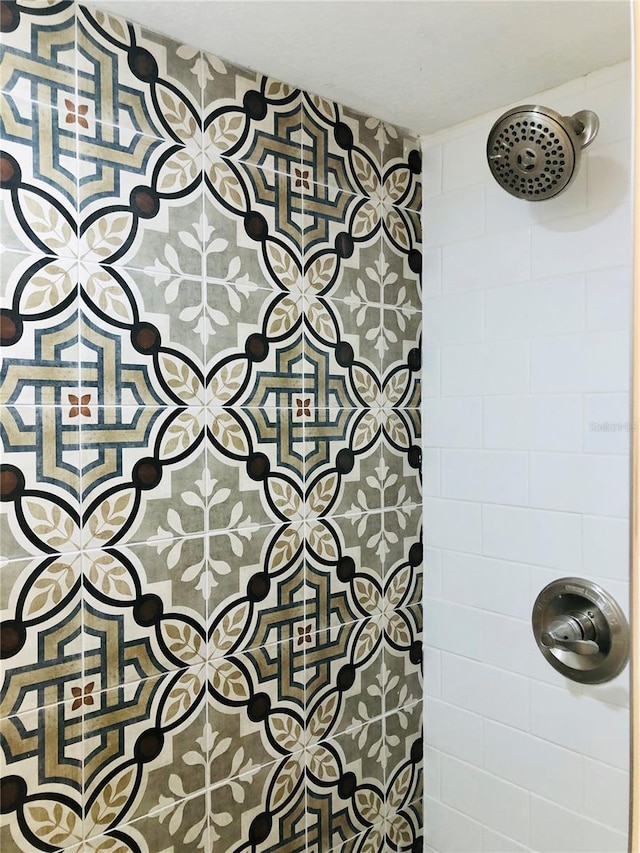 interior details with tiled shower