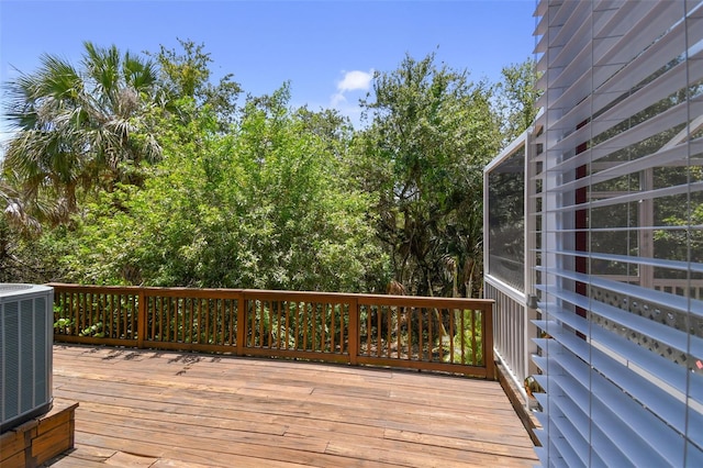 wooden terrace with cooling unit