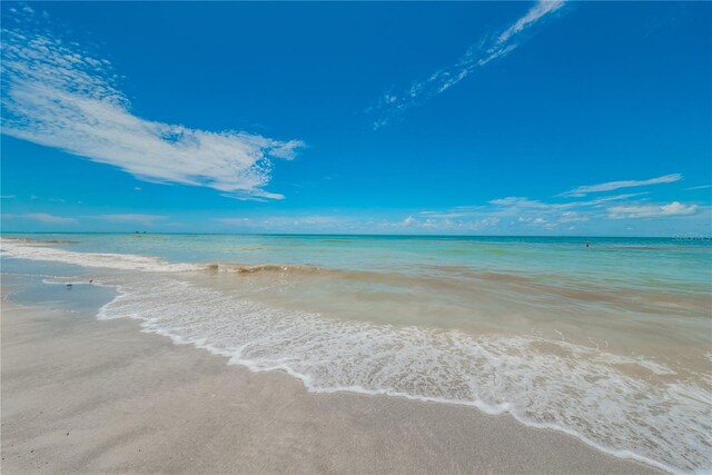 view of water feature featuring a beach view