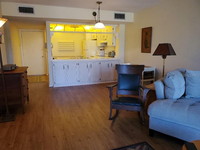 interior space featuring sink and wood-type flooring