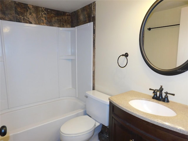 full bathroom with vanity, toilet, and shower / tub combination