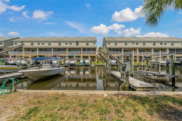 view of dock featuring a water view