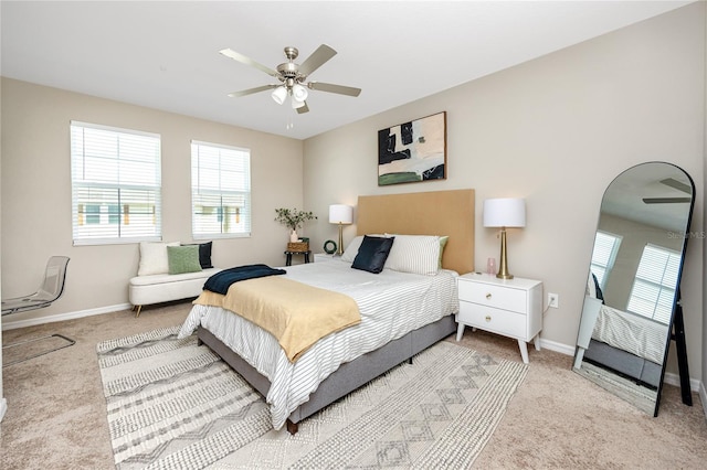 bedroom featuring carpet and ceiling fan